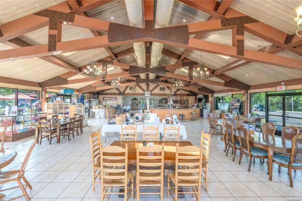 Chandelier, Dining room, Interior, Recessed Lighting, Wooden Beams