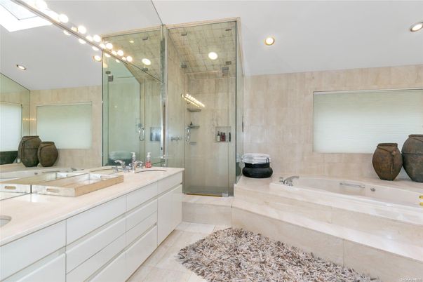 Bathroom, Dual Sink Vanities, Glass Shower, Interior, Recessed Lighting
