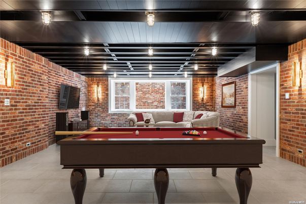 Billiard Table, Game Room, Interior, Stone Walls