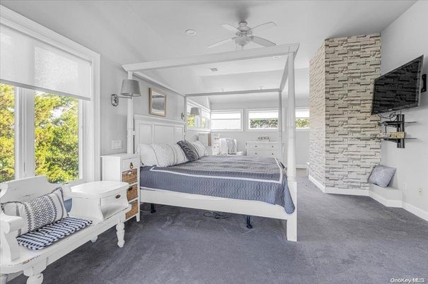Bedroom, Interior, Recessed Lighting, Stone Walls