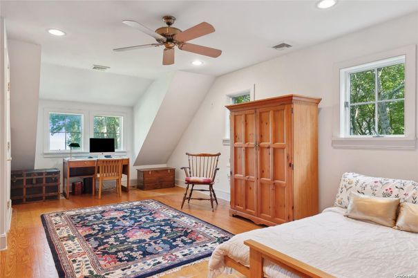 Bedroom, Home Office, Interior, Recessed Lighting, Wood Texture Flooring