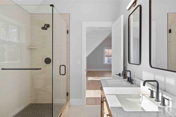 Bathroom, Dual Sink Vanities, Glass Shower, Interior