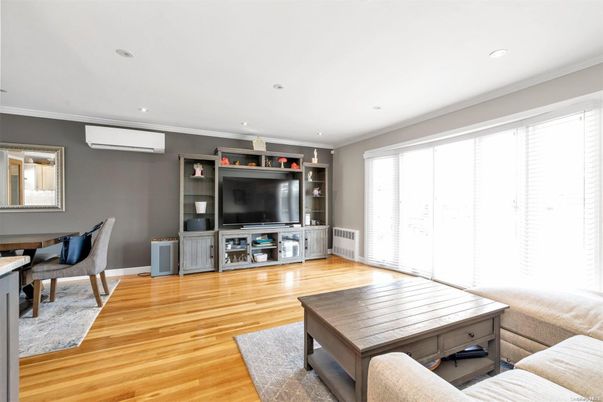 Dining room, Interior, Living room, Recessed Lighting, Wood Texture Flooring