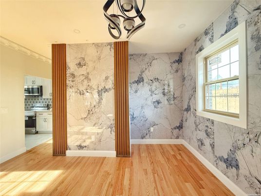 Interior, Kitchen, Marble Walls, Wood Texture Flooring