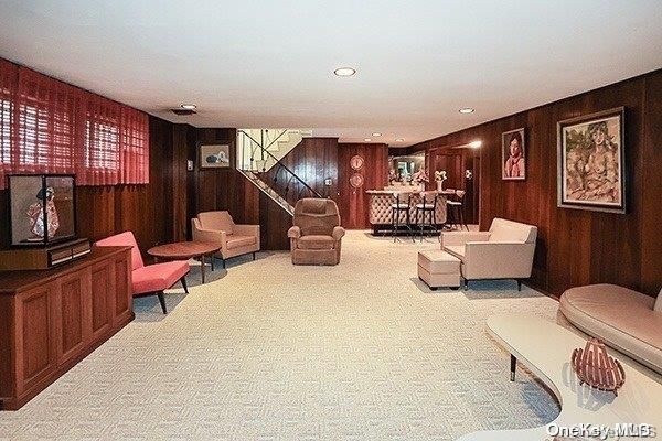 Dining room, Interior, Living room, Recessed Lighting, Wooden Walls
