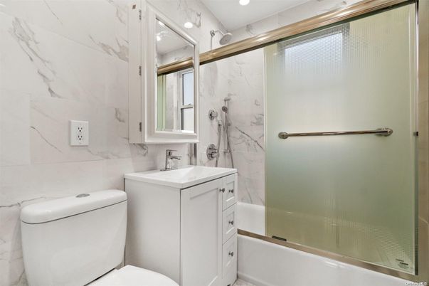 Bathroom, Glass Shower, Interior, Marble Walls, Recessed Lighting