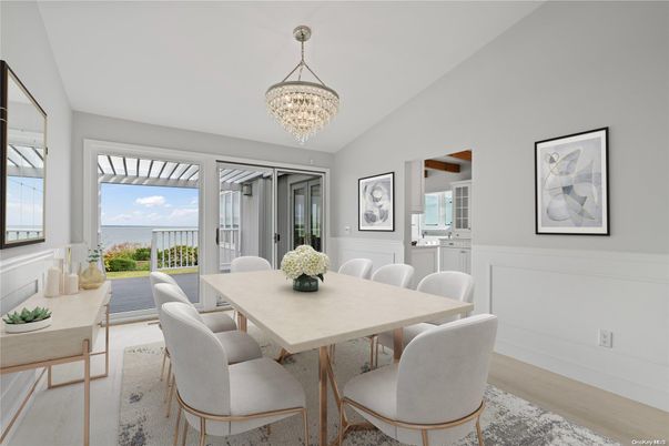 Chandelier, Dining room, Interior, Water, Wood Texture Flooring