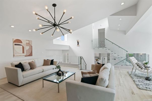 Interior, Living room, Pendant Lights, Recessed Lighting, Wood Texture Flooring