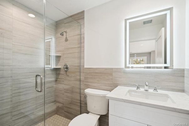 Bathroom, Glass Shower, Interior, Recessed Lighting