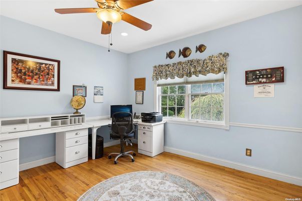 Home Office, Interior, Recessed Lighting, Wood Texture Flooring