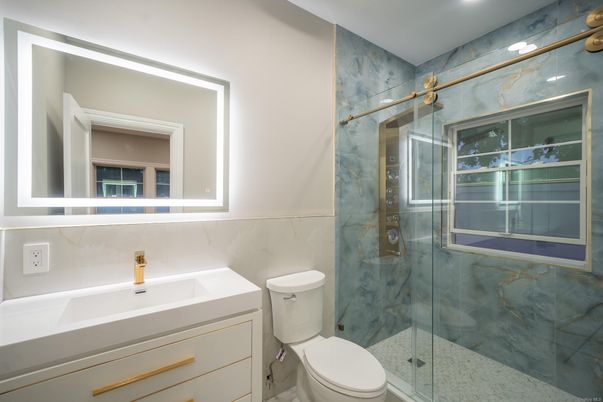 Bathroom, Glass Shower, Interior, Recessed Lighting