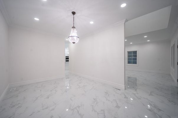 Chandelier, Empty room, Interior, Marble, Recessed Lighting