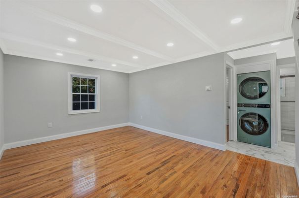 Empty room, Interior, Marble, Recessed Lighting, Washer, Wood Texture Flooring