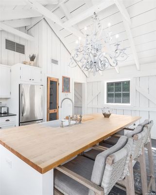 Chandelier, Interior, Kitchen, Stainless Steel Appliances