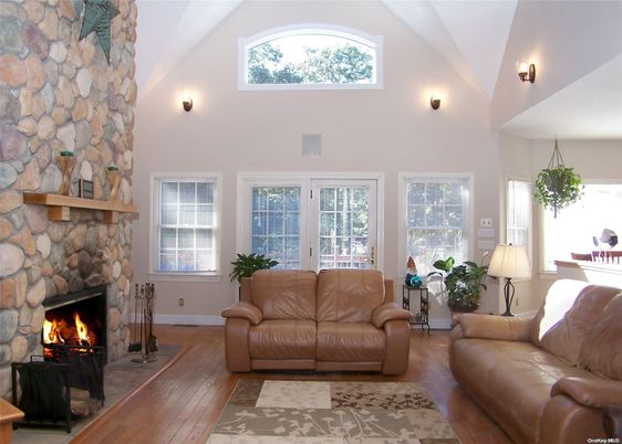 Fireplace, Interior, Living room, Stone Walls, Wood Texture Flooring