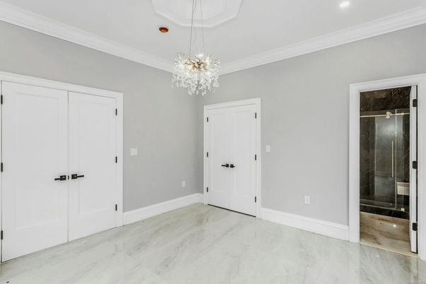 Bathroom, Chandelier, Empty room, Interior, Marble, Recessed Lighting
