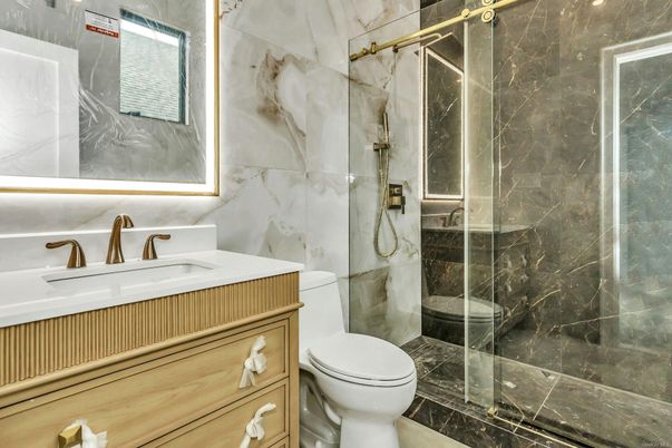 Bathroom, Glass Shower, Interior, Marble Walls