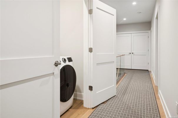 Interior, Recessed Lighting, Utility Closets, Washer, Wood Texture Flooring