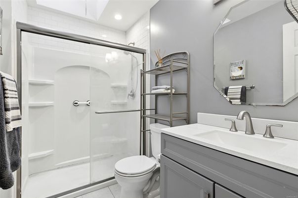 Bathroom, Glass Shower, Interior, Recessed Lighting