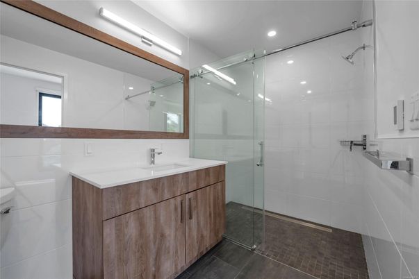 Bathroom, Dual Sink Vanities, Glass Shower, Interior, Recessed Lighting