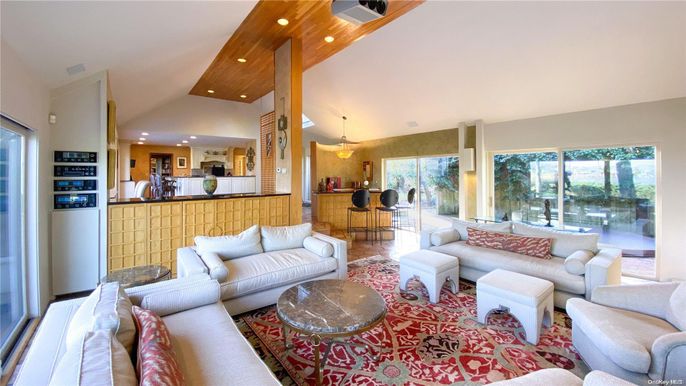Interior, Kitchen, Living room, Pendant Lights, Recessed Lighting, Wooden Ceilings