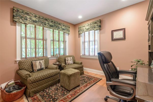 Home Office, Interior, Recessed Lighting, Wood Texture Flooring