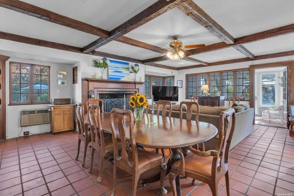 Dining room, Fireplace, Interior, Living room, Wooden Beams