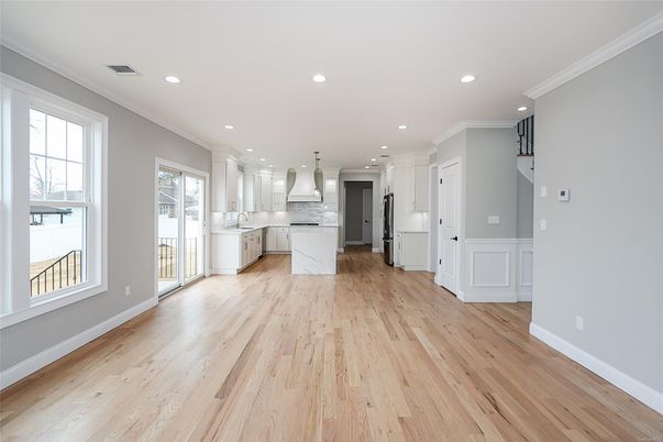 Interior, Kitchen, Pendant Lights, Recessed Lighting, Wood Texture Flooring
