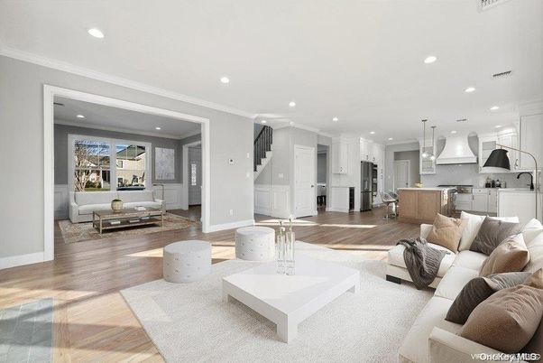 Interior, Kitchen, Living room, Pendant Lights, Recessed Lighting, Wood Texture Flooring