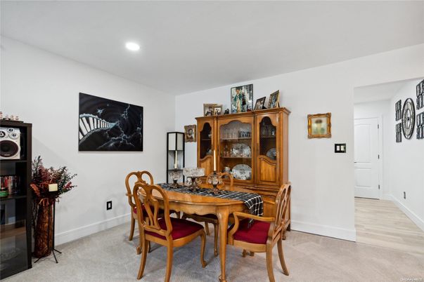 Dining room, Interior, Recessed Lighting, Wood Texture Flooring