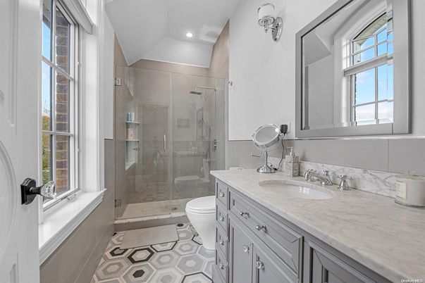 Bathroom, Dual Sink Vanities, Glass Shower, Interior, Recessed Lighting