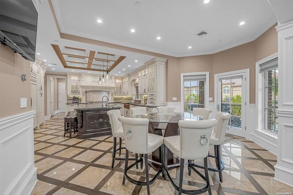 Dining room, Fireplace, Interior, Kitchen, Pendant Lights, Recessed Lighting