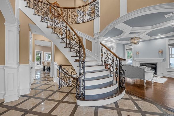 Fireplace, Interior, Recessed Lighting, Wood Texture Flooring