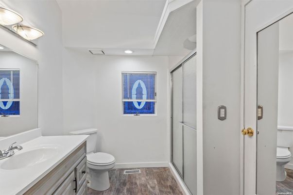 Bathroom, Interior, Recessed Lighting, Wood Texture Flooring