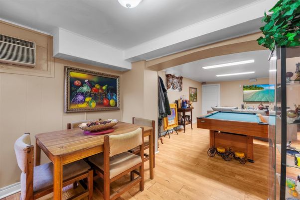 Billiard Table, Dining room, Game Room, Interior, Wood Texture Flooring