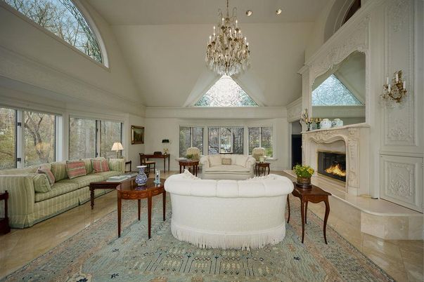 Chandelier, Fireplace, Interior, Living room, Recessed Lighting