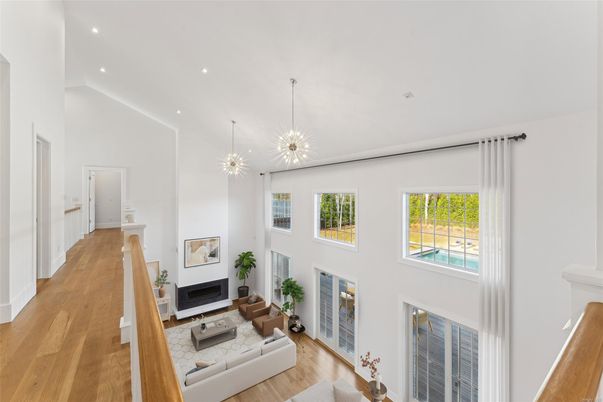 Fireplace, Interior, Living room, Pendant Lights, Recessed Lighting, Wood Texture Flooring