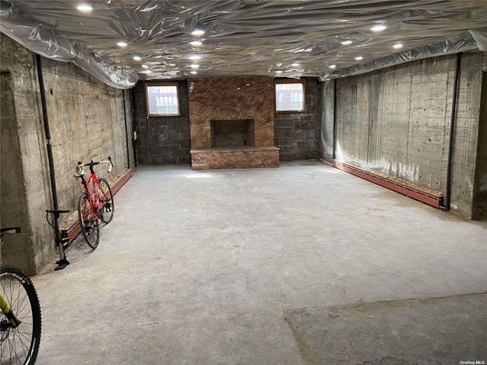 Empty room, Fireplace, Interior, Recessed Lighting, Stone Walls