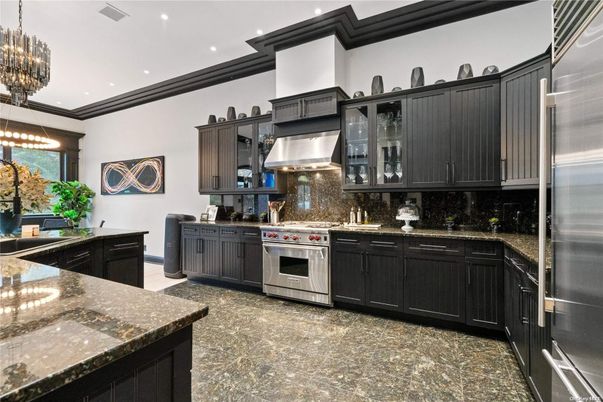Chandelier, Interior, Kitchen, Pendant Lights, Recessed Lighting, Stainless Steel Appliances