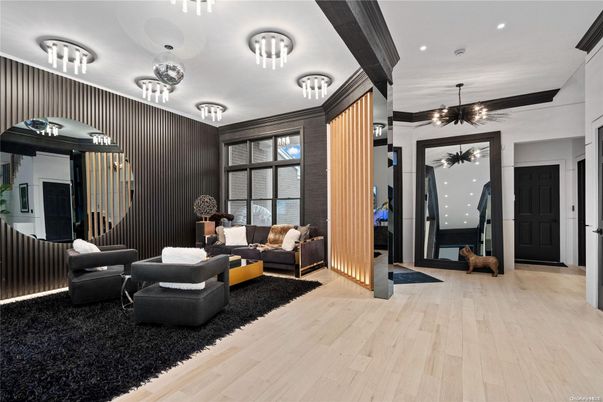 Interior, Living room, Pendant Lights, Recessed Lighting, Wood Texture Flooring