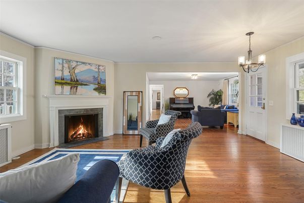 Chandelier, Fireplace, Interior, Living room, Piano, Wood Texture Flooring