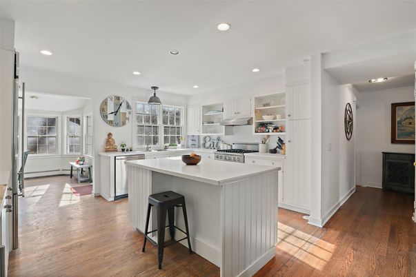 Interior, Kitchen, Recessed Lighting, Wood Texture Flooring