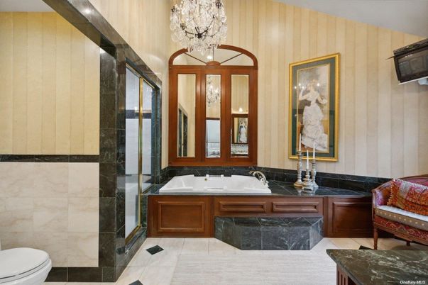 Bathroom, Chandelier, Interior