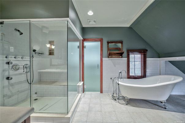 Bathroom, Free Standing Baths, Glass Shower, Interior, Recessed Lighting