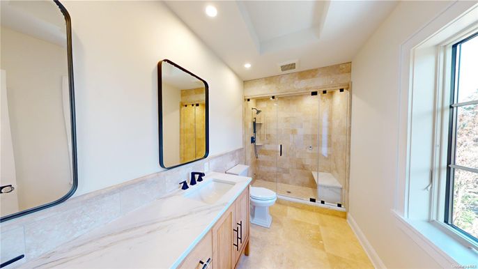 Bathroom, Glass Shower, Interior, Recessed Lighting