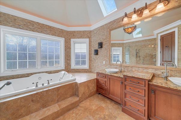 Bathroom, Dual Sink Vanities, Interior, Stone Walls