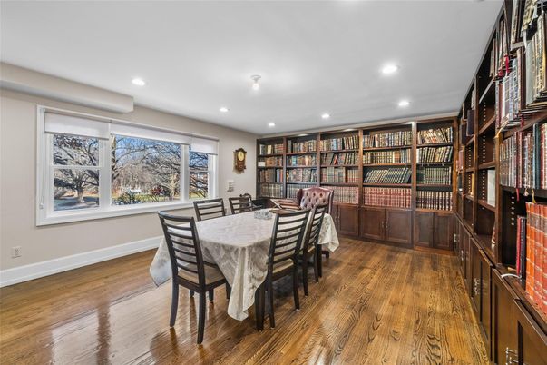 Dining room, Interior, Recessed Lighting, Wood Texture Flooring