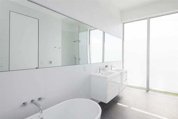 Bathroom, Dual Sink Vanities, Free Standing Baths, Glass Shower, Interior