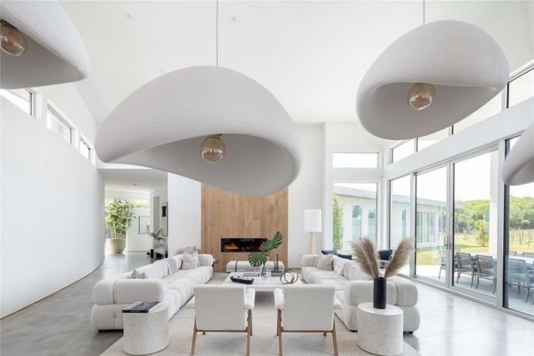 Fireplace, Interior, Living room, Pendant Lights