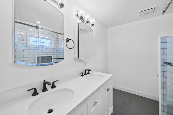 Bathroom, Dual Sink Vanities, Glass Shower, Interior